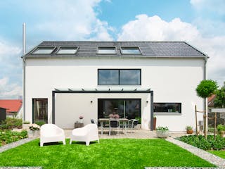 Fertighaus Kundenhaus Friemert sunshine 310 von WeberHaus Schlüsselfertig ab 374600€, Satteldach-Klassiker Außenansicht 1