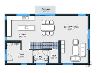 Fertighaus Kundenhaus Friemert sunshine 310 von WeberHaus Schlüsselfertig ab 360560€, Satteldach-Klassiker Grundriss 1