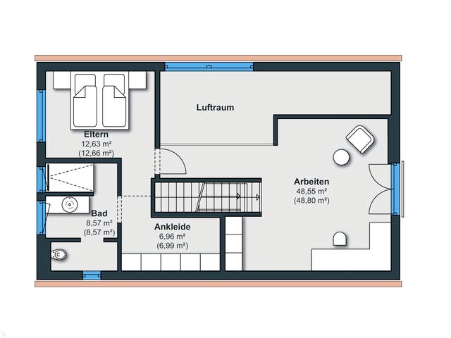 Fertighaus Kundenhaus Friemert sunshine 310 von WeberHaus Schlüsselfertig ab 357700€, Satteldach-Klassiker Grundriss 2