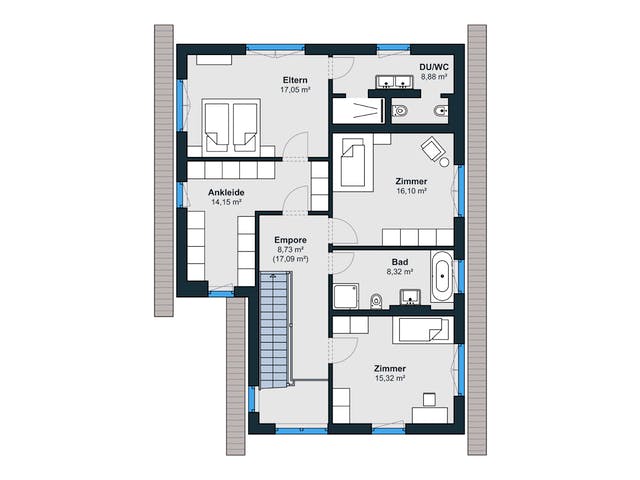 Fertighaus Kundenhaus Greve von WeberHaus Schlüsselfertig ab 487000€, Satteldach-Klassiker Grundriss 2