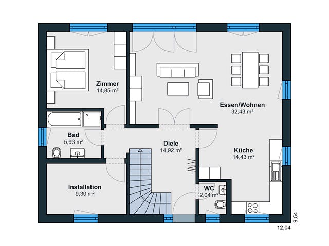 Fertighaus Kundenhaus Herse Balance 300 von WeberHaus Schlüsselfertig ab 370800€, Satteldach-Klassiker Grundriss 1