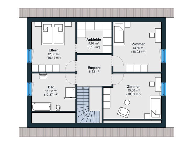 Fertighaus Kundenhaus Herse Balance 300 von WeberHaus Schlüsselfertig ab 370800€, Satteldach-Klassiker Grundriss 2