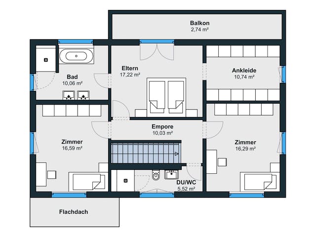 Fertighaus Kundenhaus Reiter sunshine 310 von WeberHaus Schlüsselfertig ab 357700€, Satteldach-Klassiker Grundriss 2