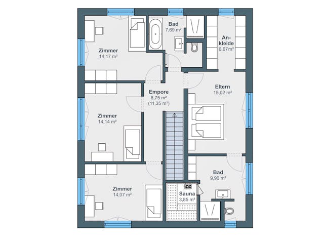 Fertighaus Kundenhaus Granow - generation5.5 Haus 300 von WeberHaus Schlüsselfertig ab 416750€, Grundriss 2