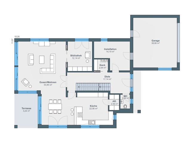 Fertighaus Kundenhaus Redies von WeberHaus Schlüsselfertig ab 645000€, Cubushaus Grundriss 1