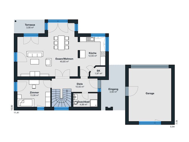 Fertighaus Ausstellungshaus Köln - generation5.5 200 von WeberHaus Schlüsselfertig ab 464000€, Grundriss 1
