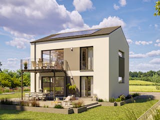 Fertighaus newLife mit zwei Wohneinheiten von WeberHaus Schlüsselfertig ab 408850€, Satteldach-Klassiker Außenansicht 1