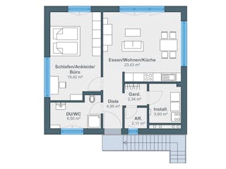 Fertighaus newLife mit zwei Wohneinheiten von WeberHaus Schlüsselfertig ab 408850€, Satteldach-Klassiker Grundriss 2