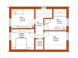 Massivhaus Einfamilienhaus 357 von WEIOTT-Massiv-Haus, Satteldach-Klassiker Grundriss 2