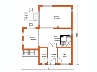 Massivhaus Stadtvilla 326 von WEIOTT-Massiv-Haus, Stadtvilla Grundriss 1