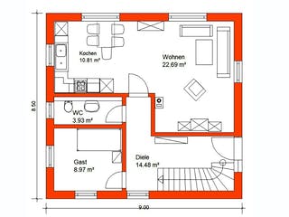 Massivhaus Stadtvilla 372 von WEIOTT-Massiv-Haus, Stadtvilla Grundriss 1