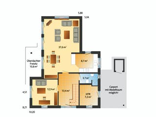 Fertighaus Westerland - Winkelhaus im Landhausstil von Danhaus Deutschland Schlüsselfertig ab 474901€, Grundriss 1