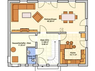 Fertighaus Wien von Fingerhut Haus Schlüsselfertig ab 437280€, Satteldach-Klassiker Grundriss 1