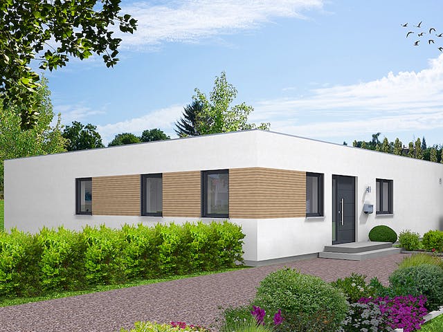 Fertighaus EDITION B 113 von Wolf-Haus Schlüsselfertig ab 365240€, Bungalow Außenansicht 1