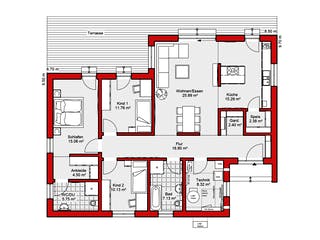 Fertighaus EDITION B 125 von WOLF-HAUS Schlüsselfertig ab 372844€, Bungalow Grundriss 1