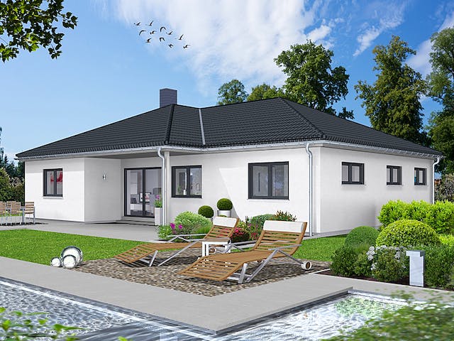 Fertighaus EDITION B 128.2 von Wolf-Haus Schlüsselfertig ab 355913€, Bungalow Außenansicht 1