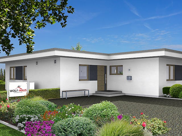 Fertighaus EDITION B 136 von Wolf-Haus Schlüsselfertig ab 407755€, Bungalow Außenansicht 1