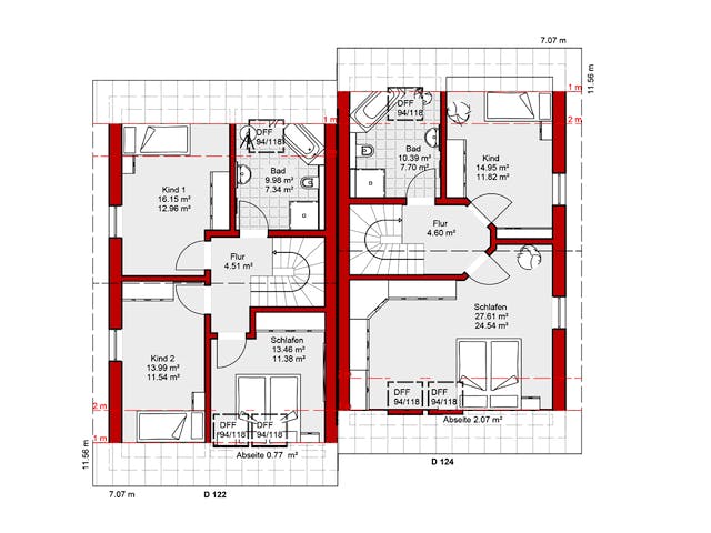 Fertighaus EDITION D 122/124 von Wolf-Haus Schlüsselfertig ab 330106€, Satteldach-Klassiker Grundriss 2