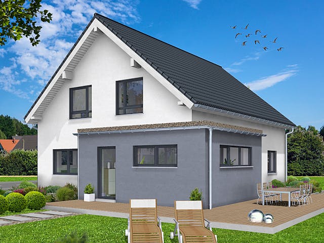 Fertighaus EDITION E 165 von WOLF-HAUS Schlüsselfertig ab 399778€, Satteldach-Klassiker Außenansicht 1 Fertighaus EDITION E 165 von WOLF-HAUS Schlüsselfertig ab 399778€, Satteldach-Klassiker Außenansicht 1