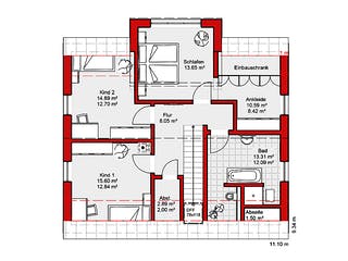 Fertighaus EDITION E 168 von WOLF-HAUS Schlüsselfertig ab 432058€, Satteldach-Klassiker Grundriss 2