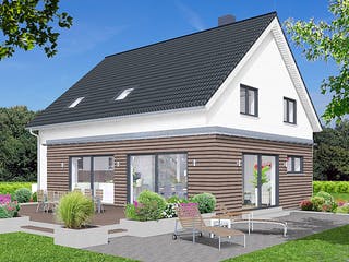 Fertighaus EDITION E 178 von WOLF-HAUS Schlüsselfertig ab 436734€, Satteldach-Klassiker Außenansicht 1
