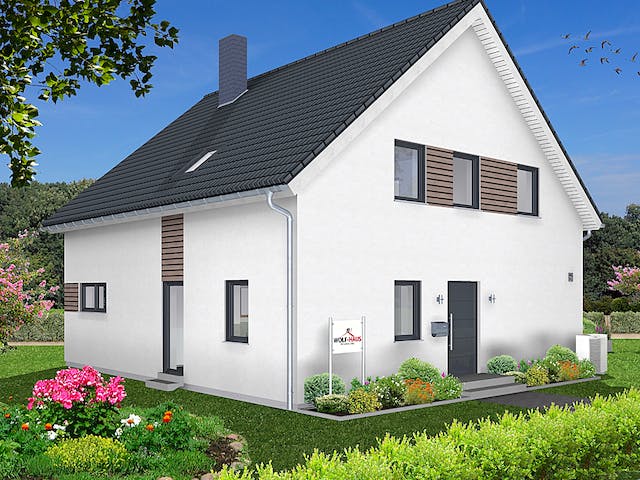 Fertighaus EDITION E 178 von Wolf-Haus Schlüsselfertig ab 436734€, Satteldach-Klassiker Außenansicht 2