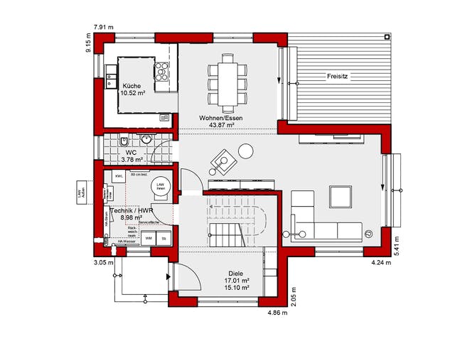 Fertighaus EDITION S 161 von Wolf-Haus Schlüsselfertig ab 461646€, Cubushaus Grundriss 1