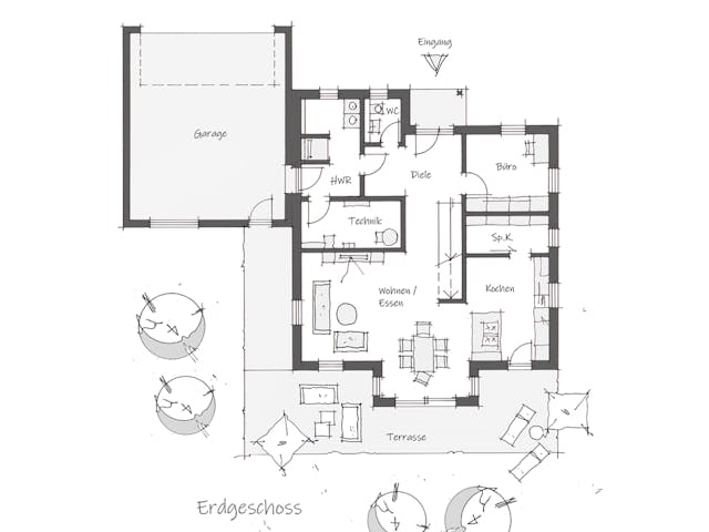 Fertighaus Einfamilienhaus Eichstätt von Wolf System, Stadtvilla Grundriss 1