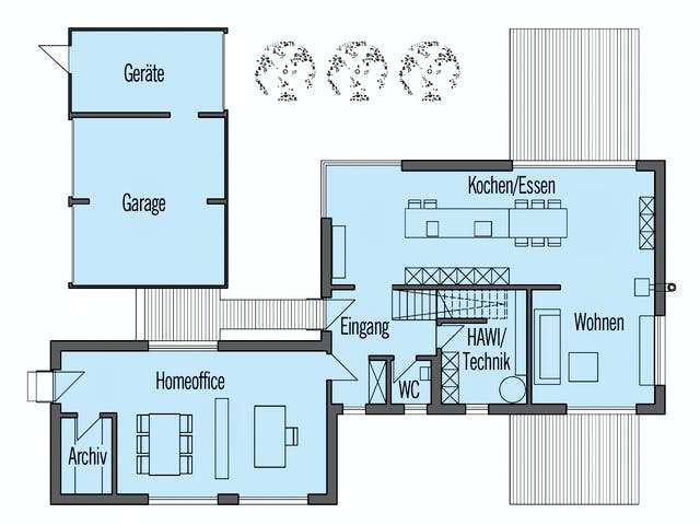 Fertighaus Wriedt von Bau-Fritz Schlüsselfertig ab 540000€, Satteldach-Klassiker Grundriss 1