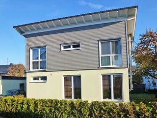 Fertighaus Haus Oberosterer von Wiese und Heckmann, Pultdachhaus Außenansicht 1