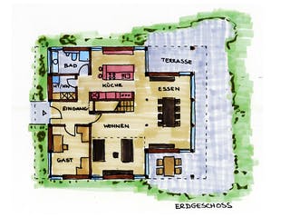 Fertighaus Haus Siewers von Wiese und Heckmann, Satteldach-Klassiker Grundriss 1