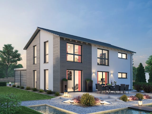 Massivhaus Einfamilienhaus EFH 139 von Ytong Bausatzhaus, Satteldach-Klassiker Außenansicht 1 Massivhaus Einfamilienhaus EFH 139 von Ytong Bausatzhaus, Satteldach-Klassiker Außenansicht 1