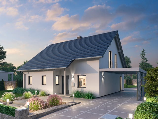 Massivhaus Aktionshaus EFH 144 von Ytong Bausatzhaus, Satteldach-Klassiker Außenansicht 1 Massivhaus Aktionshaus EFH 144 von Ytong Bausatzhaus, Satteldach-Klassiker Außenansicht 1