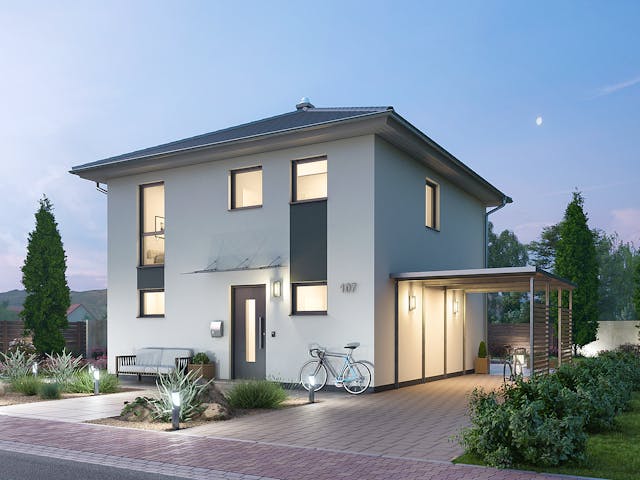 Massivhaus Stadtvilla STV 107 von Ytong Bausatzhaus, Stadtvilla Außenansicht 1 Massivhaus Stadtvilla STV 107 von Ytong Bausatzhaus, Stadtvilla Außenansicht 1