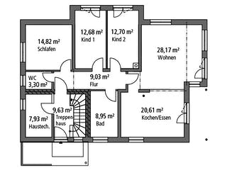 Massivhaus Zweifamilienhaus ZFH 244 von Ytong Bausatzhaus, Satteldach-Klassiker Grundriss 1